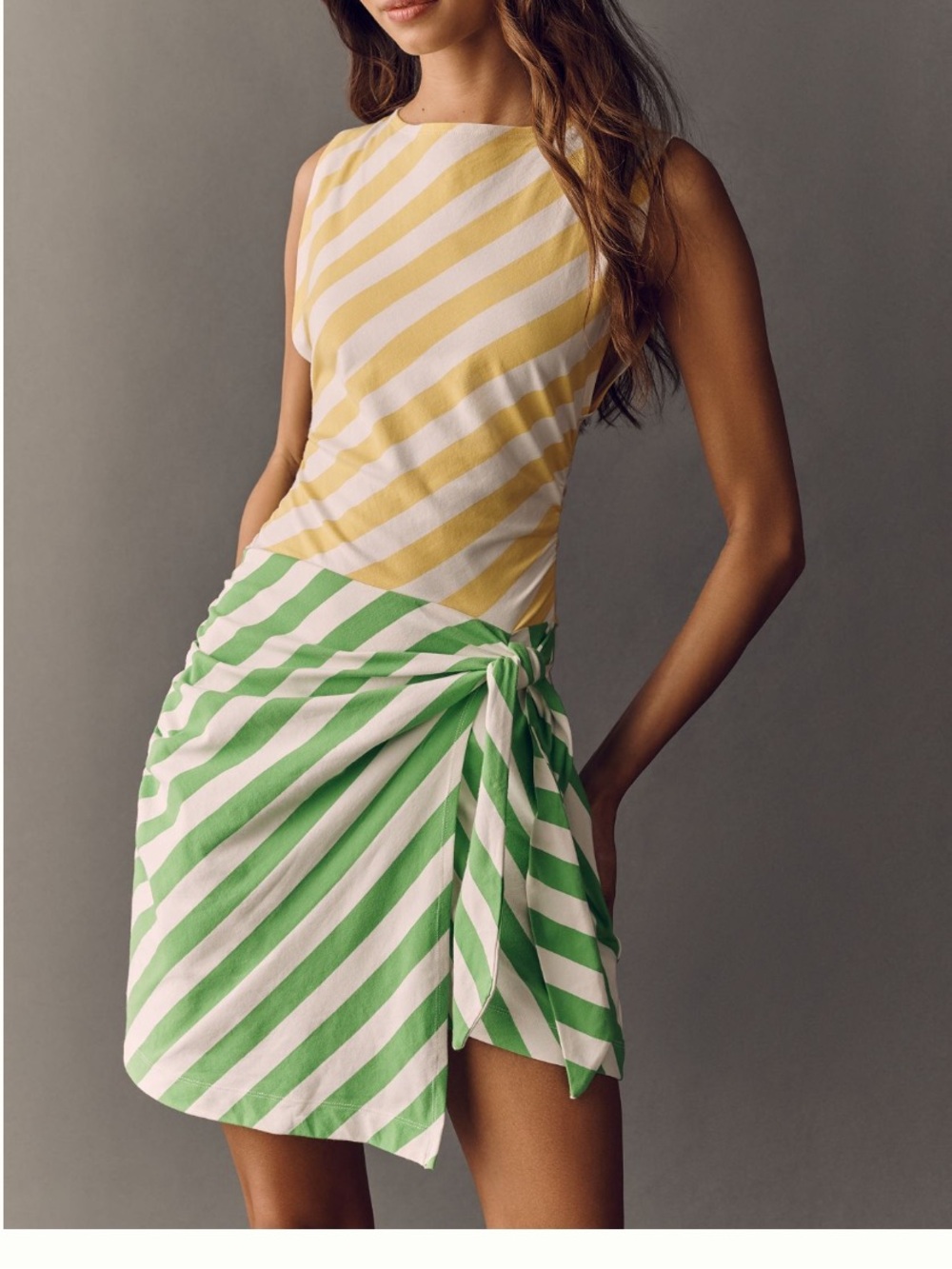 Striped Yellow & Green Sleeveless Dress